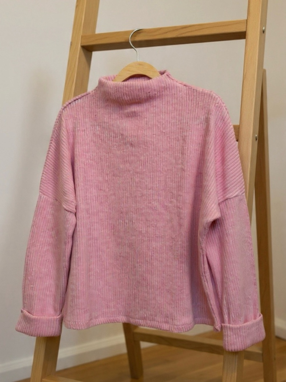 H&M Pink Ribbed Mock Neck Sweater - Picture 2 of 6